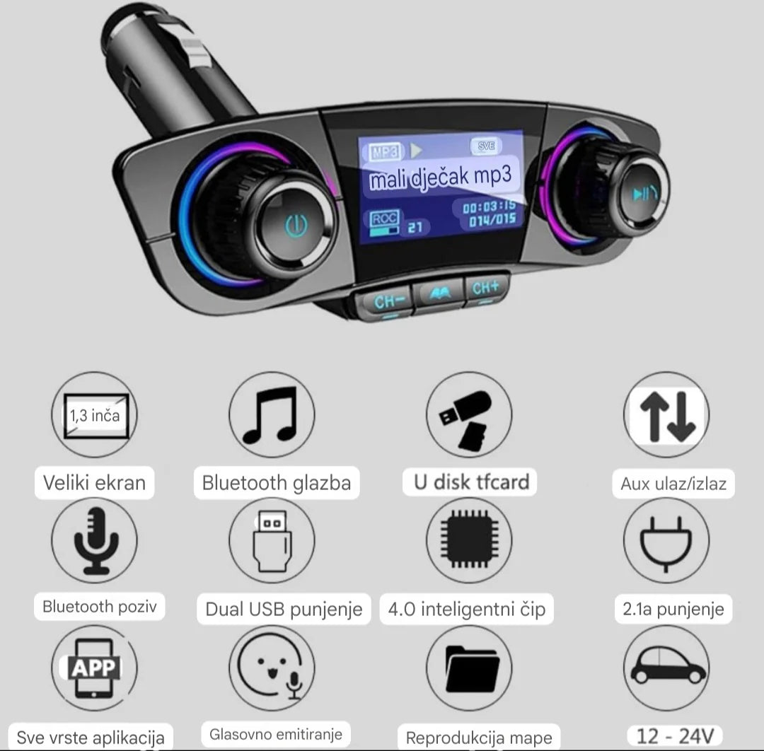 Bluetooth MP3 plejer sa FM radiom i LCD ekranom
